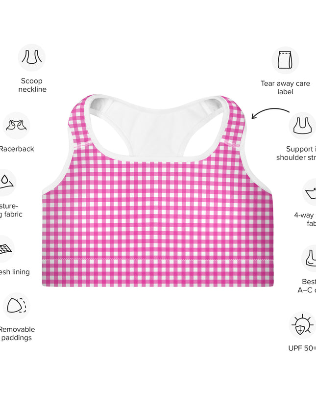 Pink Gingham Sports Bra